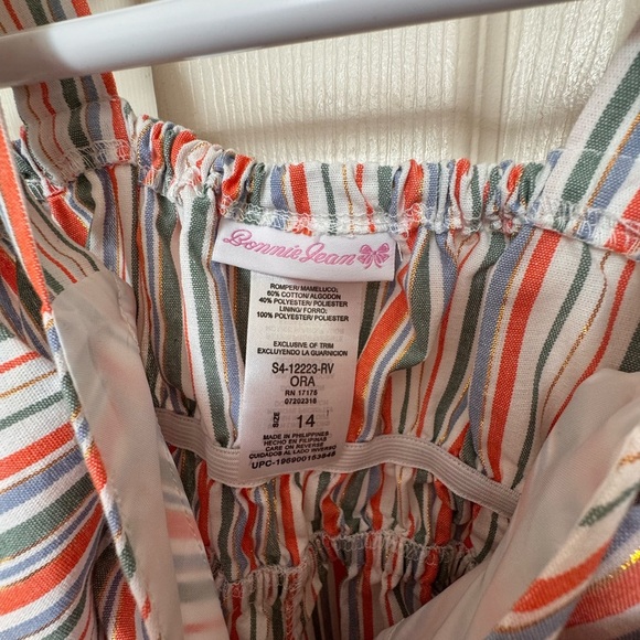 Bonnie Jean Multicolor Striped Jumpsuit with Bow - Picture 4 of 4